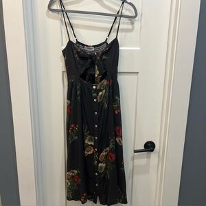 Charlie Holiday Anthropologie Dress Women Sz 4 Midi‎ Tie Front Button Down Dress